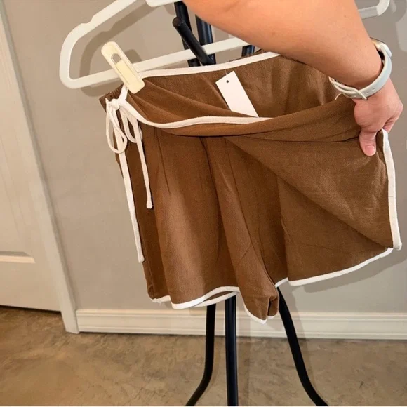 Workshop Republic Clothing 2 Two Piece Set Brown with Tan/White Trim - Picture 5 of 9